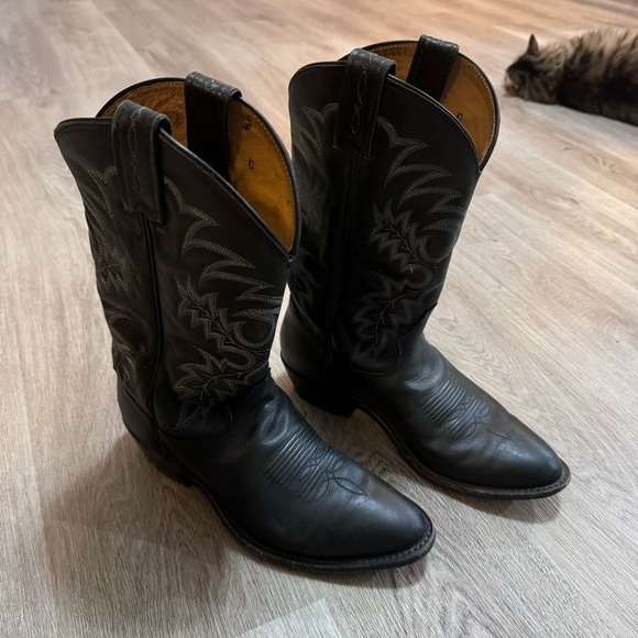 Tony Lama Stallion Black Cowboy Boots Men 8.5 EE Leather Western Made in USA main image 15